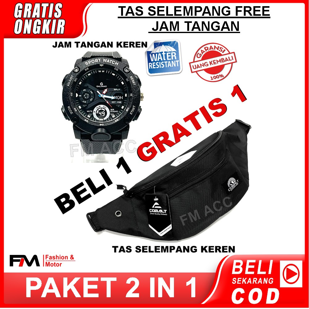 PROMO-Tas Slempang-Selempang Terbaru Gratis Jam Tangan Galvano -Hitam