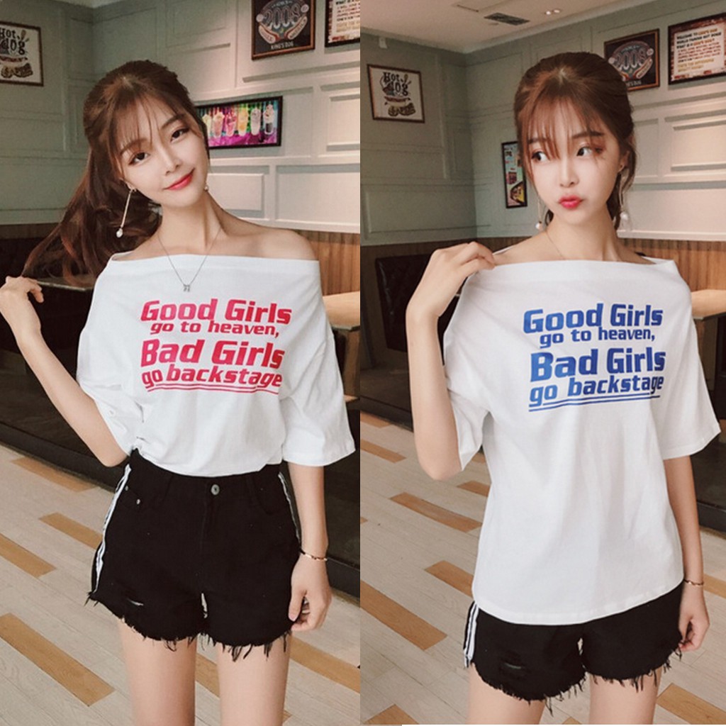  Kaos  T Shirt Korea Lengan Pendek Motif Tulisan  Good Bad 