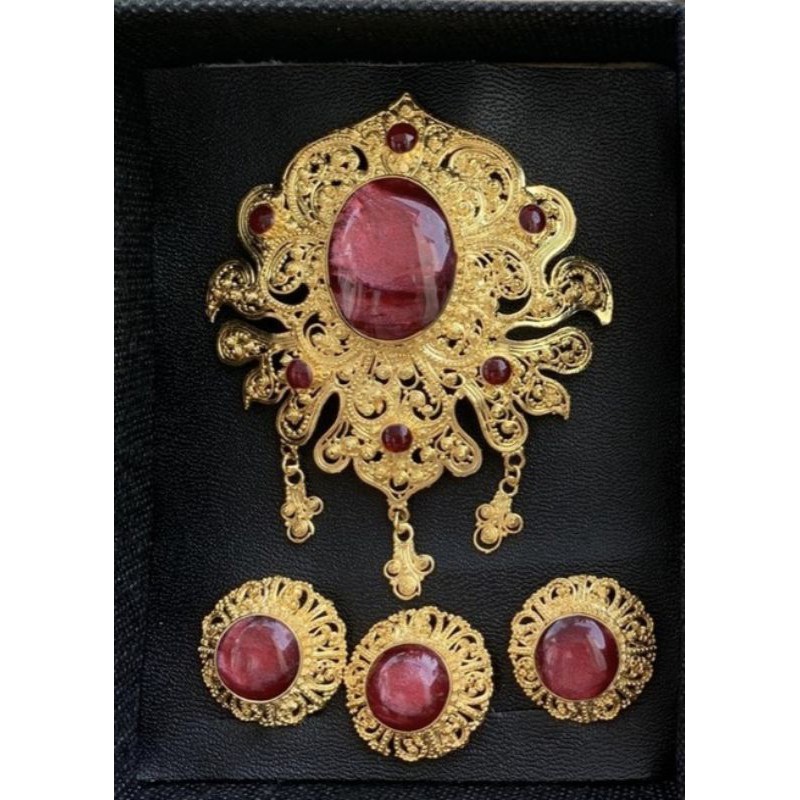 READY STOCK Set Bros Alpaka Bali Merah