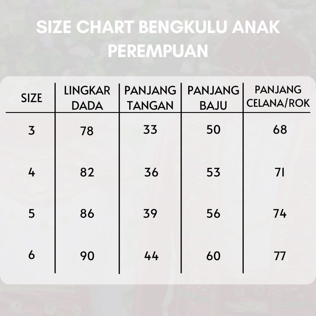 Baju adat Bengkulu anak-anak satuan (Laki/Cewek)