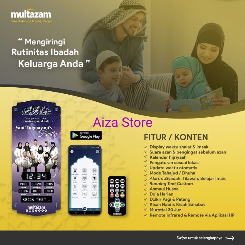 JAM ADZAN MULTAZAM / JAM DINDING CUSTOM / JAM MUROTTAL FOTO GARANSI RESMI