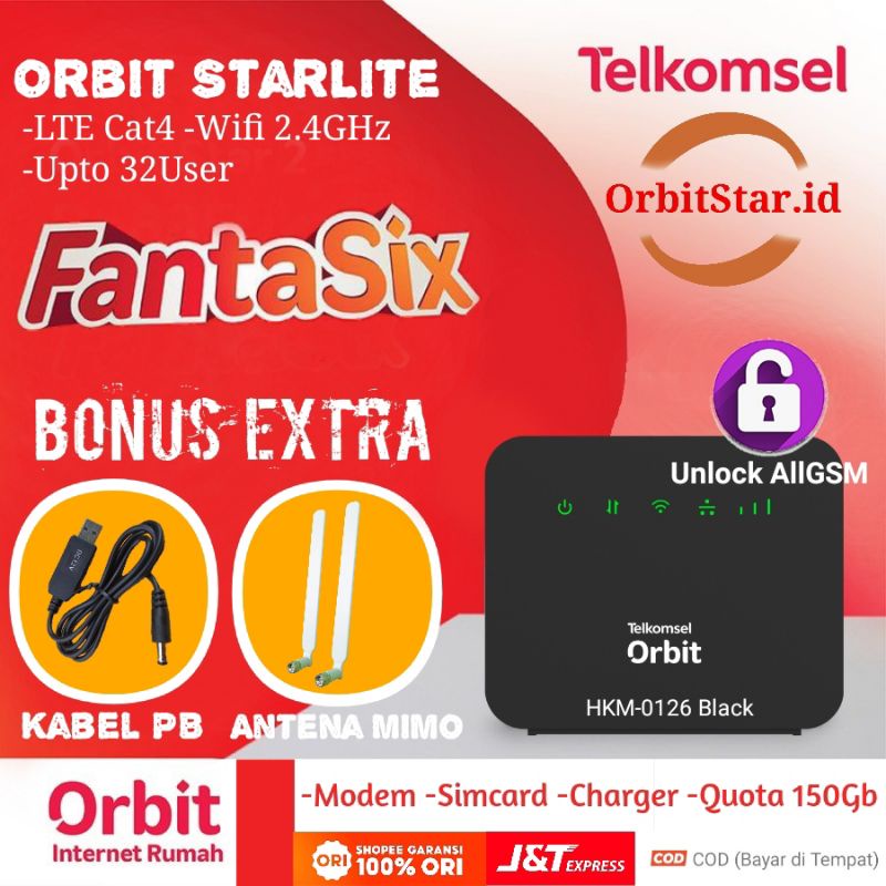 Modem OrbitStar Lite + Bonus Paket Data 150GB Unlock GSM HKM0126