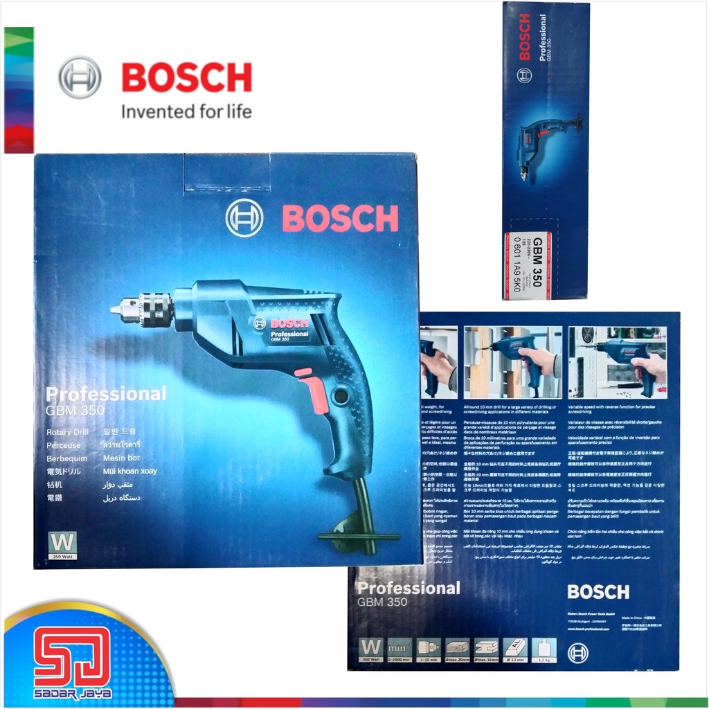 Bosch Mesin Bor Listrik Drill GBM 350 Putaran 2 Arah Kayu Besi Aluminium