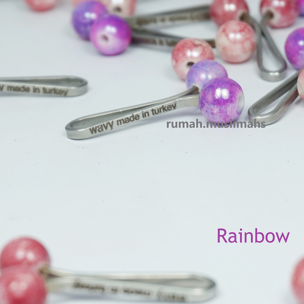 Klip jilbab turki rainbow wavy turkish hijab clip pin klip turki bros peniti jepit jilbab original