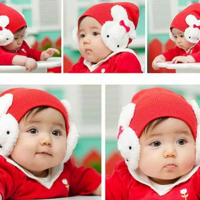 TOPI ANAK BABY BALITA MOTIF BONEKA KELINCI RABBIT BUNNY LUCU