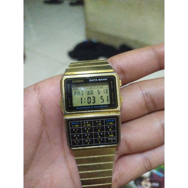 Jam kalkulator casio vintage dbc (gold) second Orginal