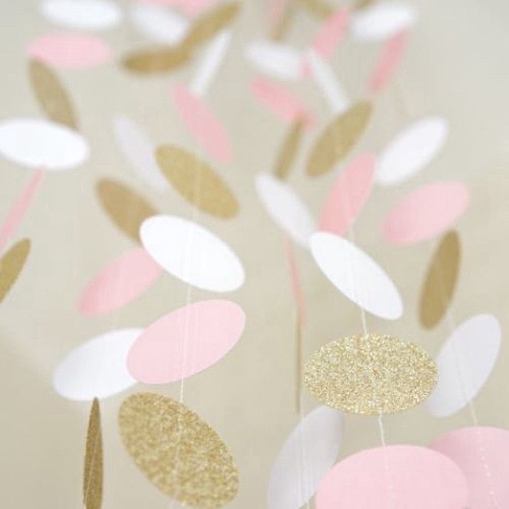 [ Glitter Circle Polka Dots Garland Banner Decoration For Christmas Festival Birthday Wedding Party ]