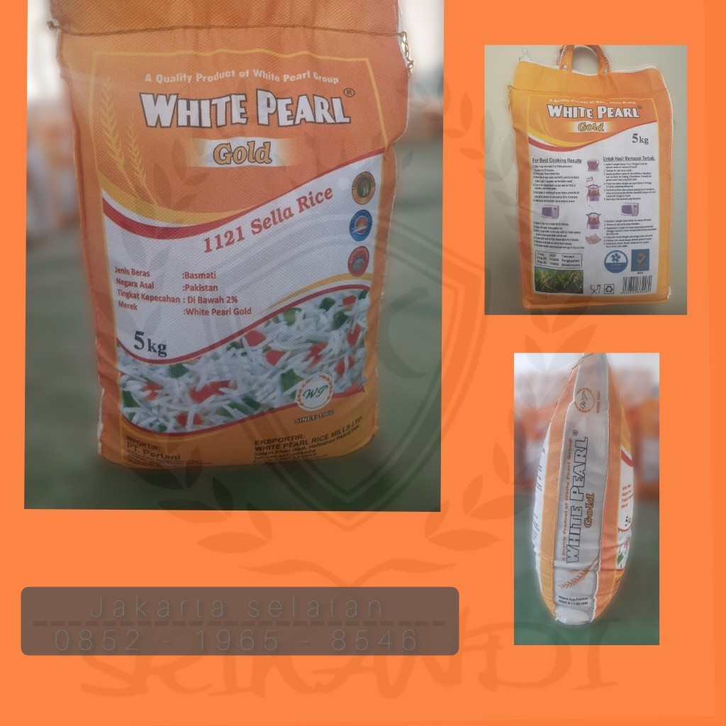 

Beras Basmati White pearl gold packaging 5 kg