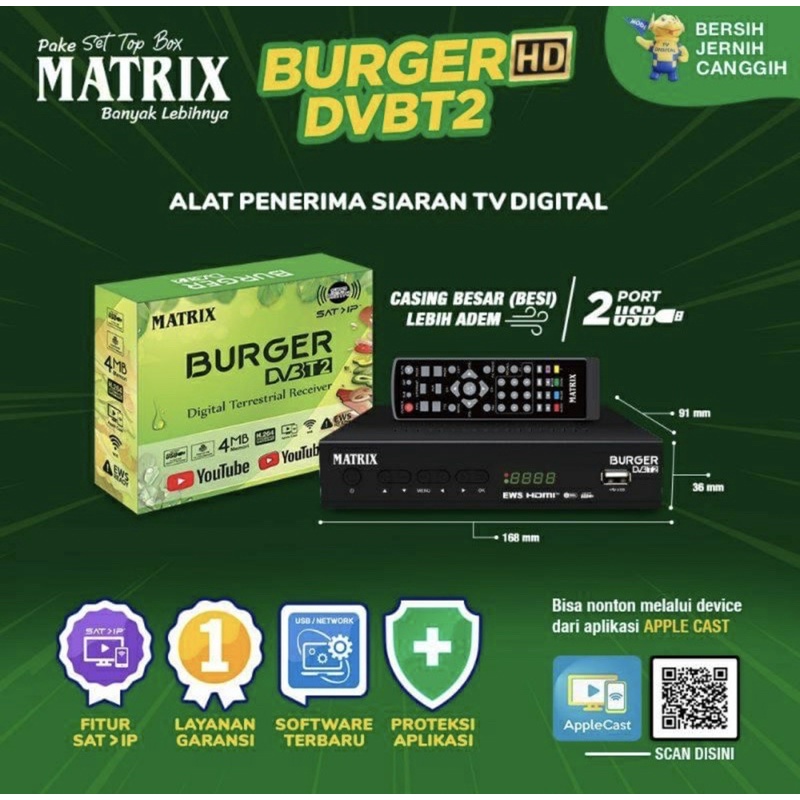set top box uhf stb matrix burger matrix apple kuning