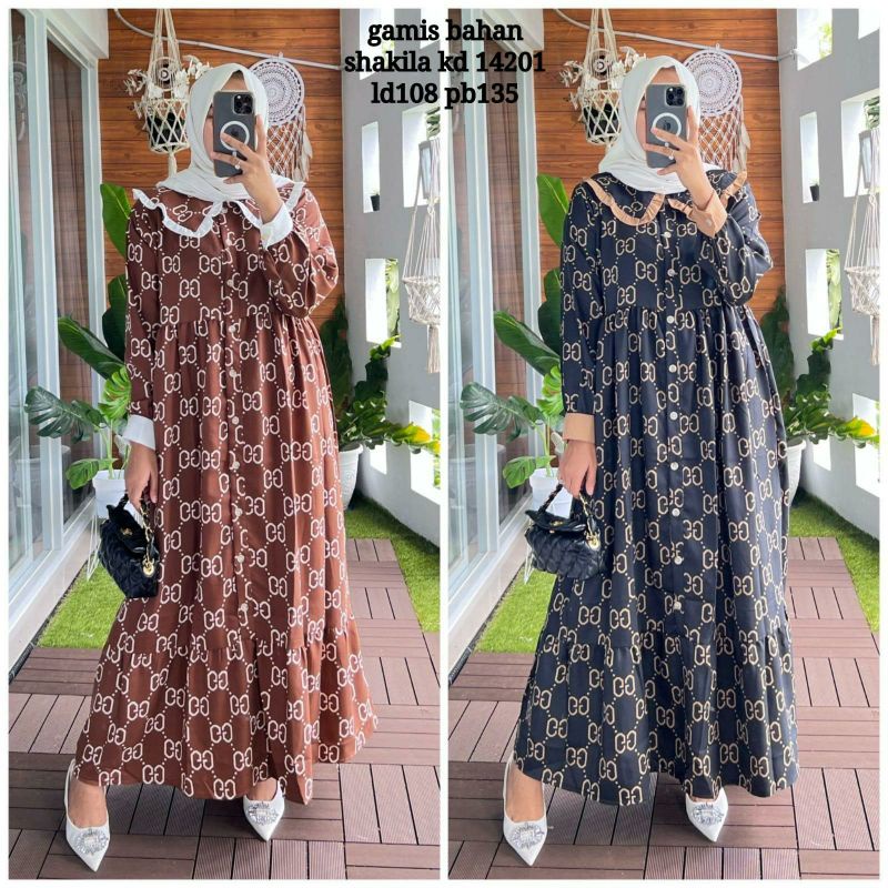 GC Maxy, GAMIS WANITA MUSLIM SUPER CANTIK FIT XXL LD 110 BAHAN SHAKILA IMPORT TERMURAH OOTD KEKINIAN