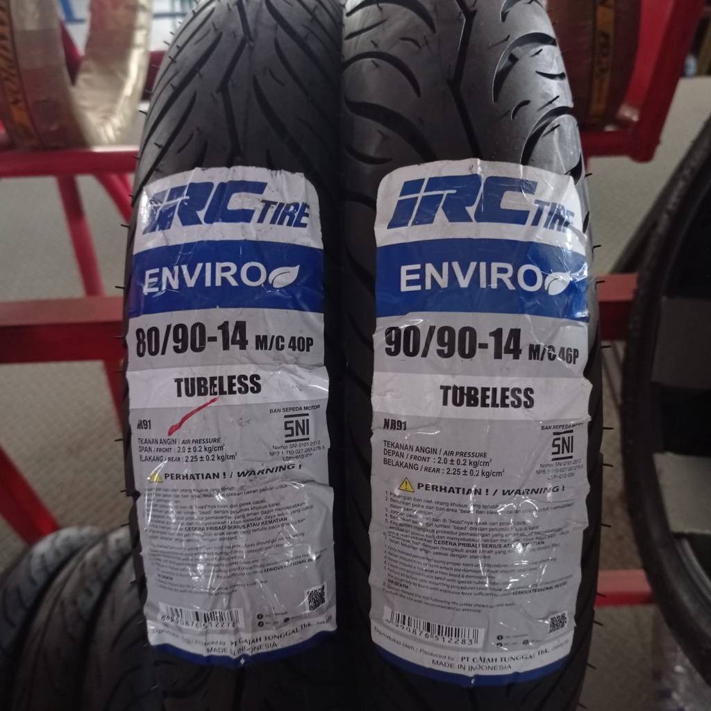 Ban matic sepasang IRC Enviro 80 90 &amp; 90 90 14 Tubeless