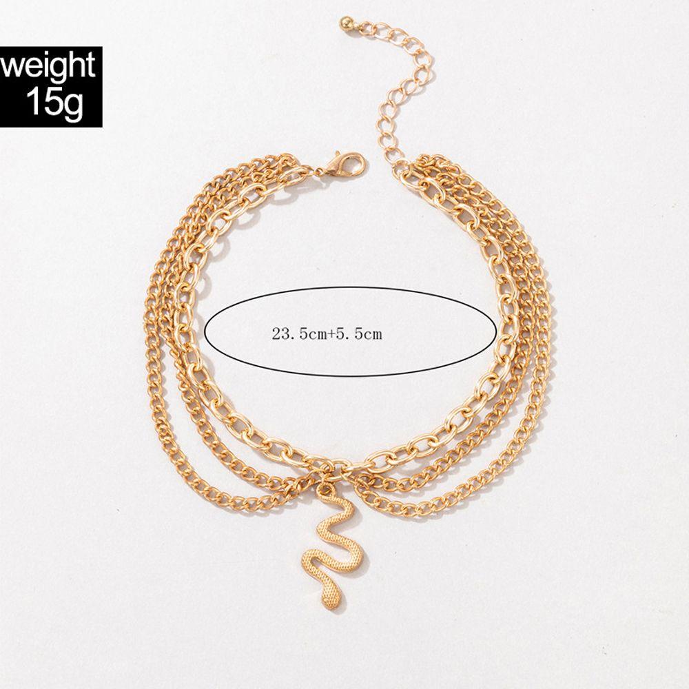 [Elegan] Bohemia Gelang Kaki Minoritas Pesona Ular Liontin Multi-layer Kaki Cincin Kaki Ankle Perhiasan Wanita Perhiasan Aksesoris