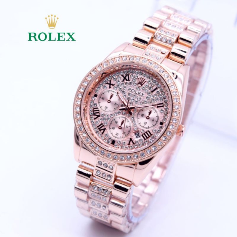 {BEST SELLER} JAM TANGAN WANITA ROLEX DIAMOND 1798 TANGGAL AKTIF FREE BOX ORI
