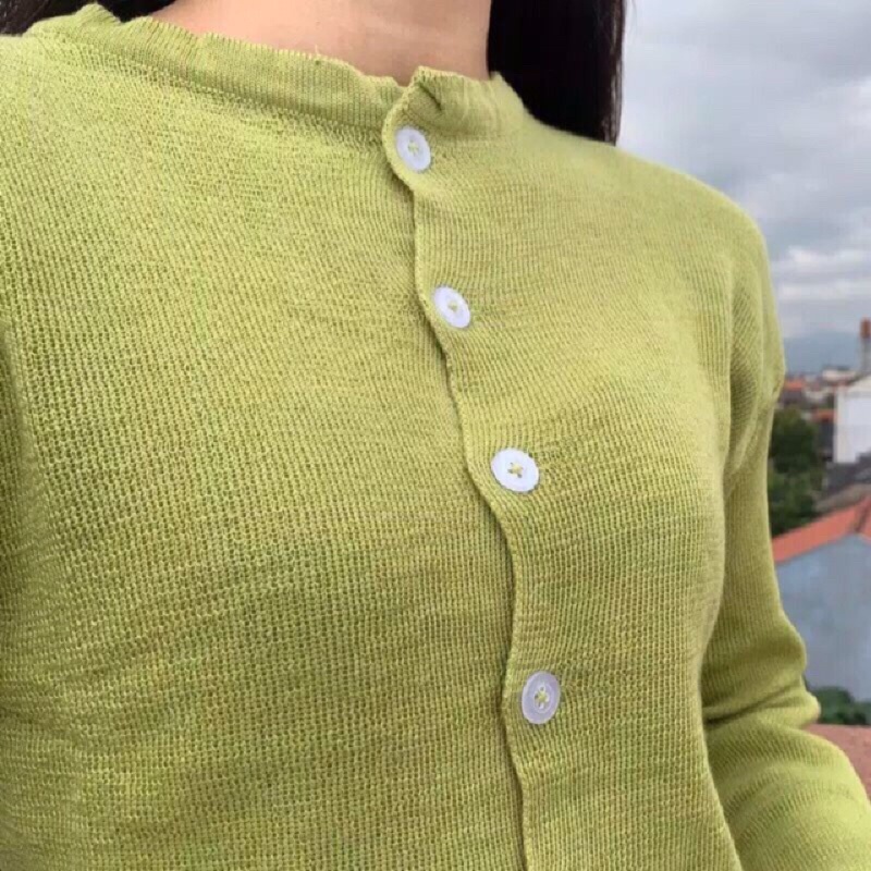 BAILEY CARDI RAJUT / ANGEL BOTON SKIRT / CARDIGAN CROP TOP-Avocado