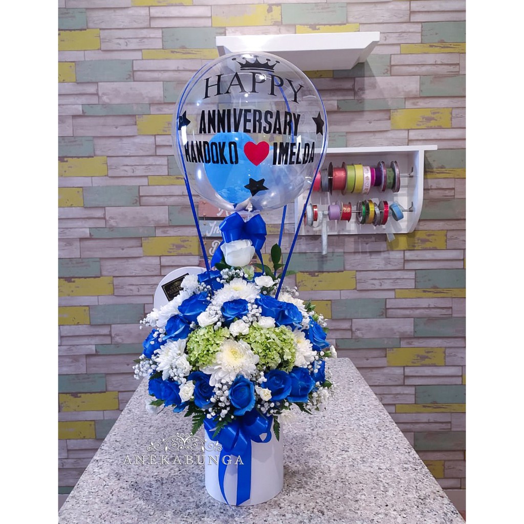 Rangkaian Bunga Asli Balon Baloon Fresh Flower Birthday Ulang Tahun Pernikahan Wedding Anniversary K