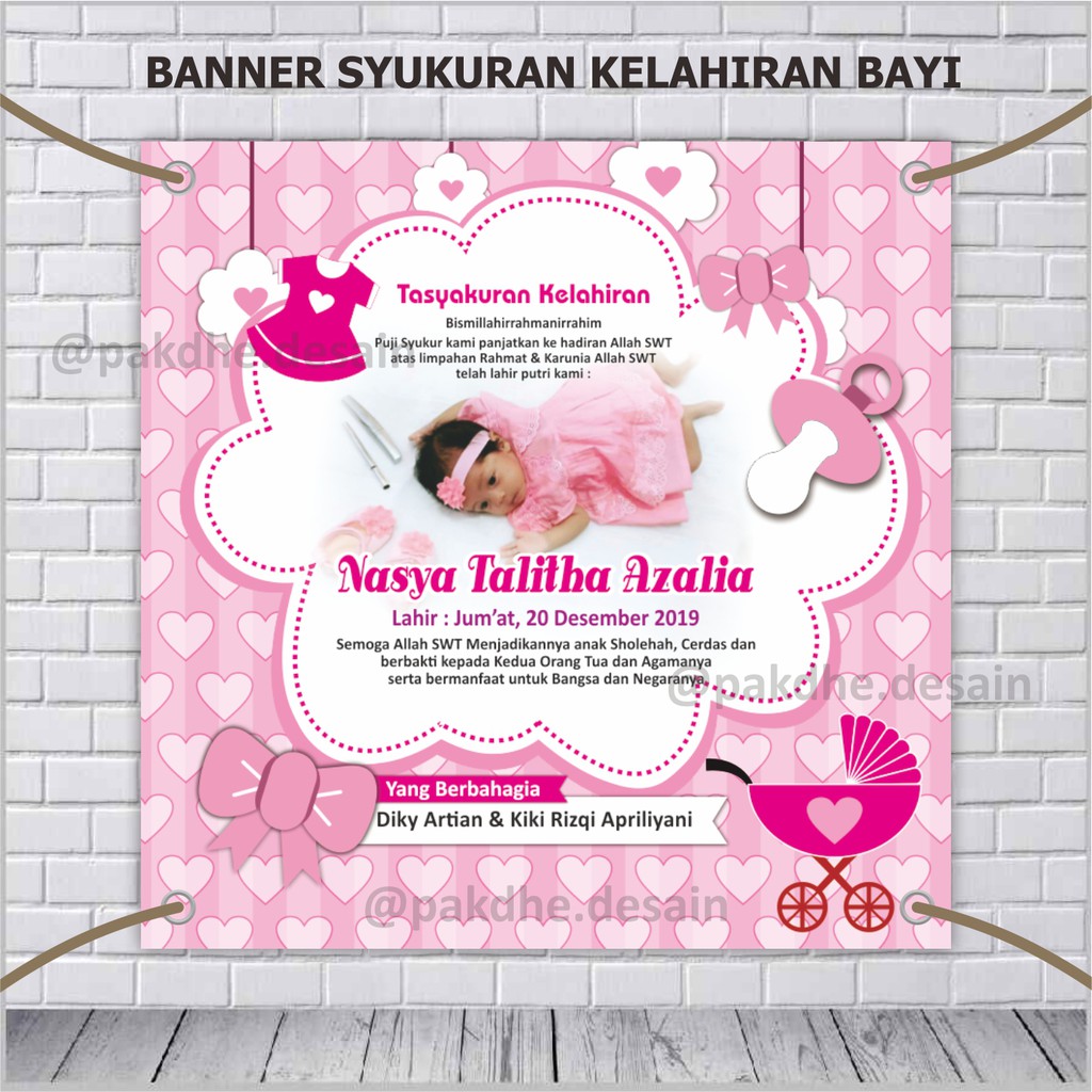 Banner Kelahiran Bayi Banner Aqiqah Backdrop Aqiqah Backdrop Kelahiran Bayi 1x1 Meter Shopee Indonesia