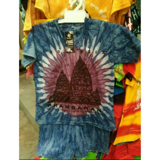 Setelan Candi Prambanan Kepyur Bahan Katun Ukuran L-XXXL untuk anak Usia 4-10 tahun - Souvenir Jogja