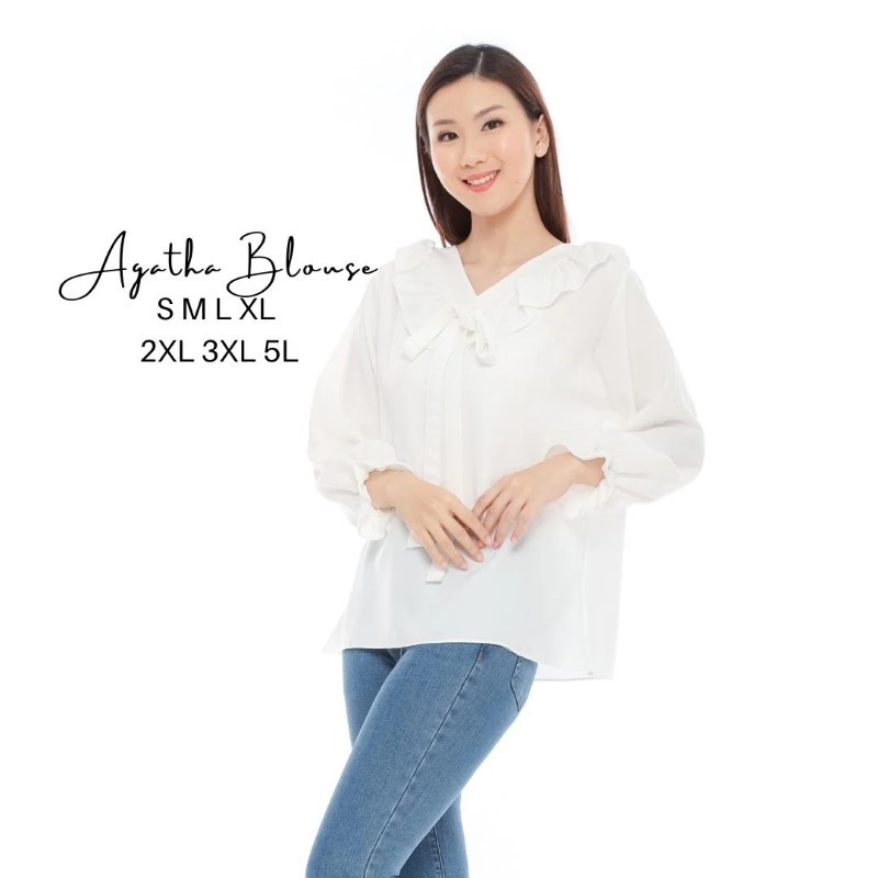 Size S M L XL XXL 3XL 4XL/5L - Agatha Blouse - Blouse Jumbo - Atasan Wanita Jumbo - Baju Jumbo - Tasan Big Size-8