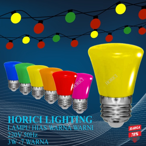 MEREK HORICI lampu bola/Lampu warna warni Led 1 set isi 7 pcs 7 warna / bola led warna warni 3w /Lampu Led Hias