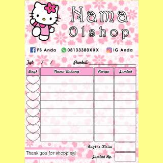 Nota Penjualan Pembelian Toko Olshop Online Shop Karakter Kartun Hello Kitty Lucu Full Color Murah