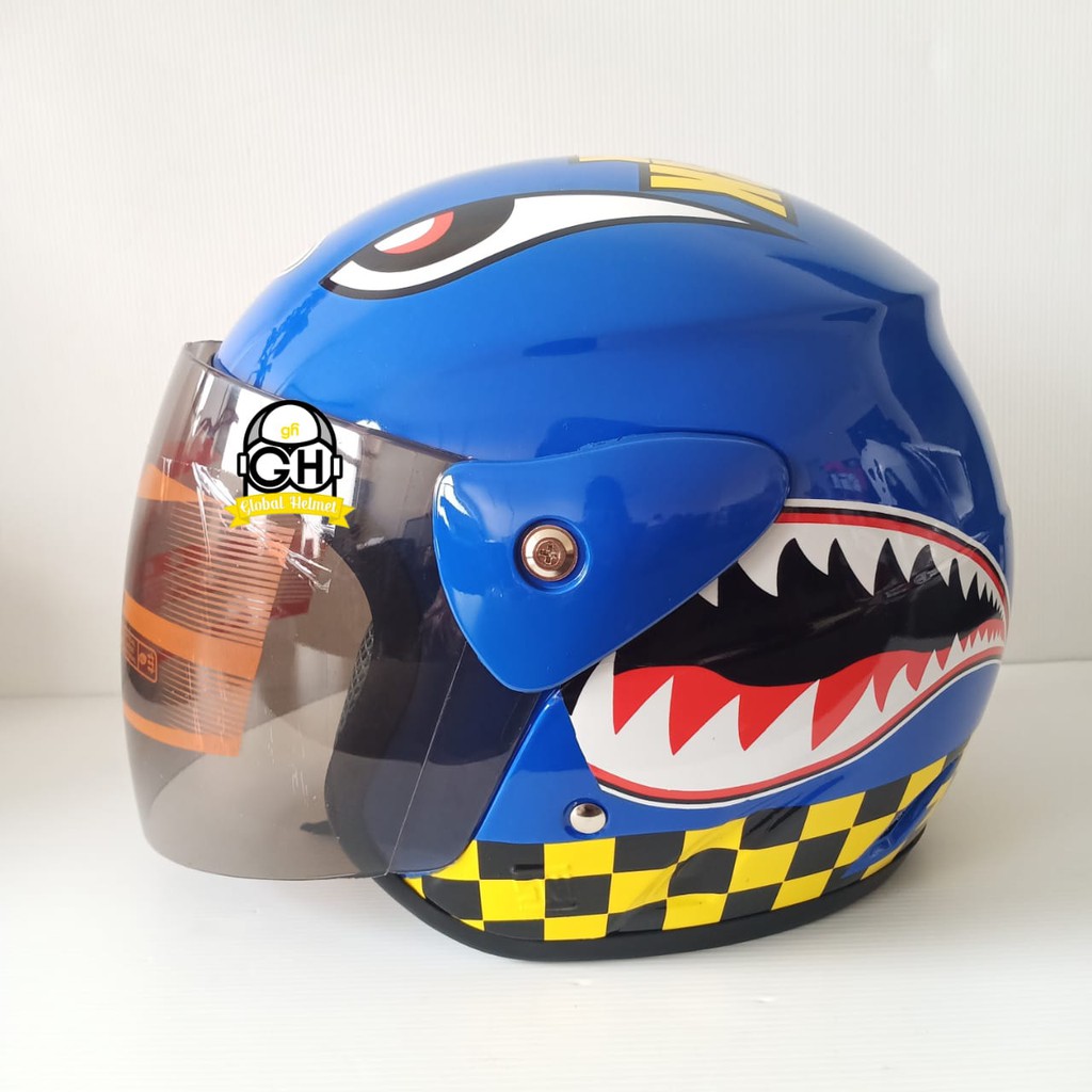 HELM EVOLUTION SHARK WARHAWK BLUE HALF FACE MODEL GM