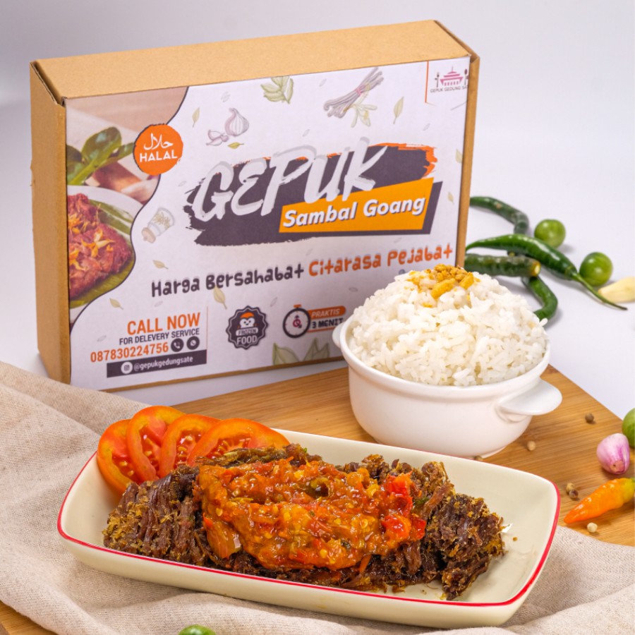 

GEPUK SAPI EMPUK SAMBAL GOANG GEPUK GEDUNG SATE 250gr SIAP SANTAP