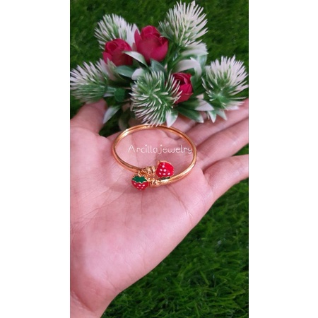 Gelang anak bangle strowberry lapis emas 24k