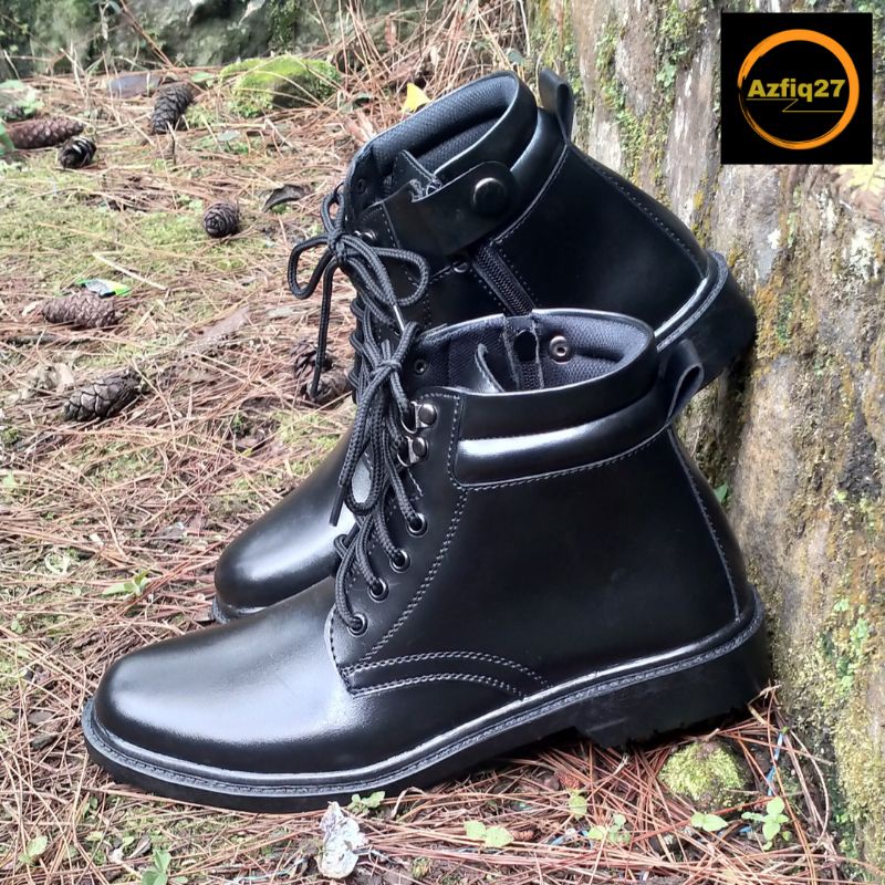 Sepatu Pdh TNI POLRI SECURITY Hitam Dop Terbaru 100% Original Resleting Merk Azfiq27 #2 Dop