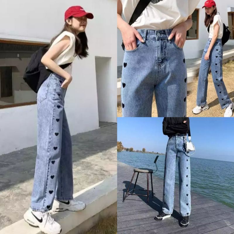 Celana Jeans HighWaist Korea Import