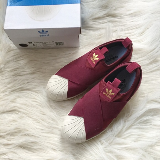 adidas superstar slip on maroon