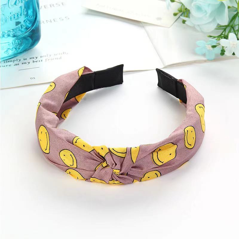 Bando Bandana Wanita Simpul Motif Motif Smile Aksesoris Rambut Bando Gaya Korea Untuk Wanita