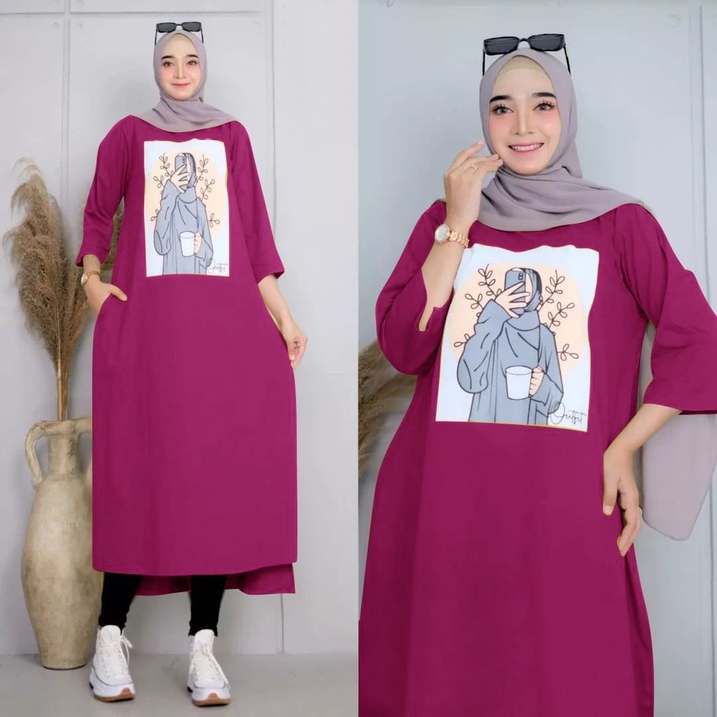 PCS DRESS ADORA MIDI FASHION BUSANA WANITA GAMIS MAXI BAHAN BABYTERRY MS