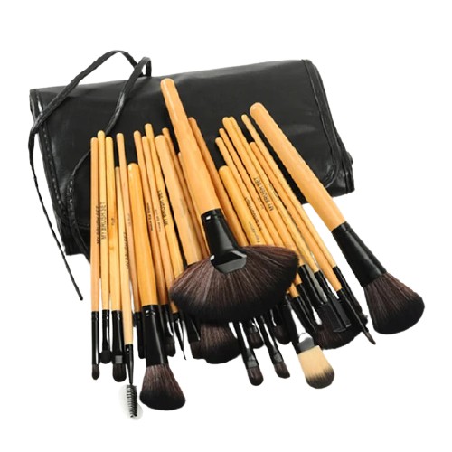 Makeup Brush 24 Set - Kuas Make up Set 24 pcs wooden handle F001