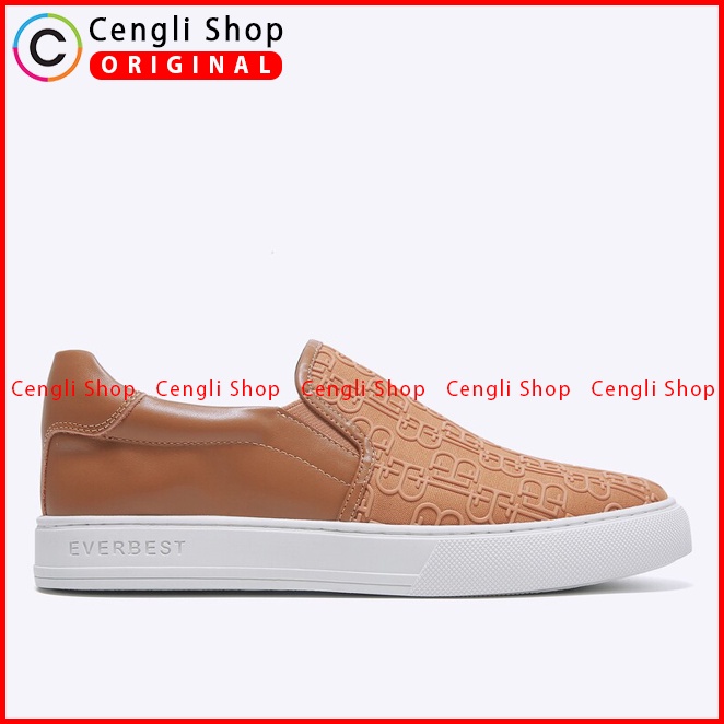 SEPATU EVERBEST PRIA ORIGINAL SLIP ON CASUAL BRANDED ASLI COKLAT BROWN EM22