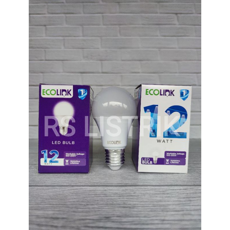 Ecolink Lampu LED Bulb 12 watt 12W CAHAYA PUTIH 6500K