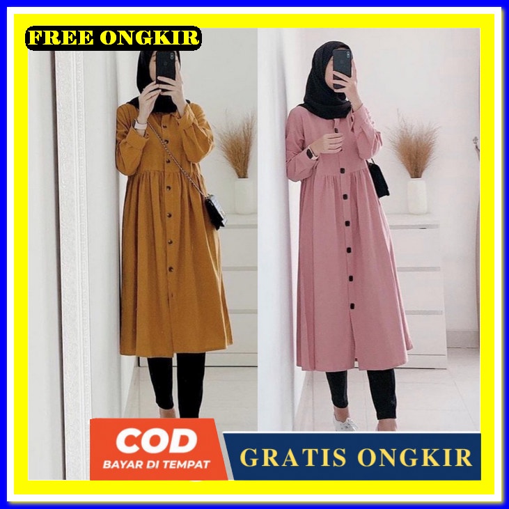 Tunik Kekinian Pakaian Wnta Bj Fashion Lebaran 2022 Bsju Muslimah Dress Baju Korea Murah Terbaru Baj