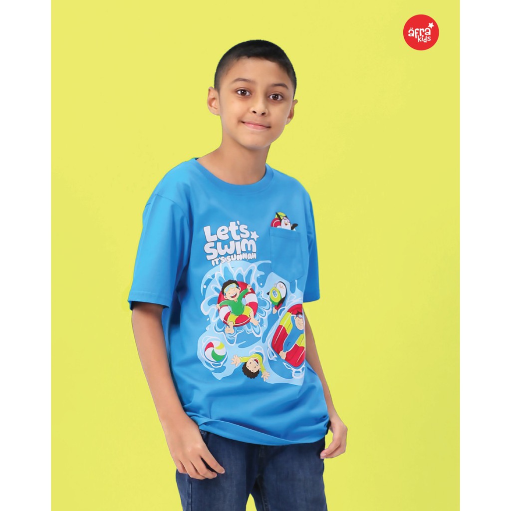 Kaos Pocket Anak Muslim Afrakids AFRA - AF290 Let's Swim It's Sunnah