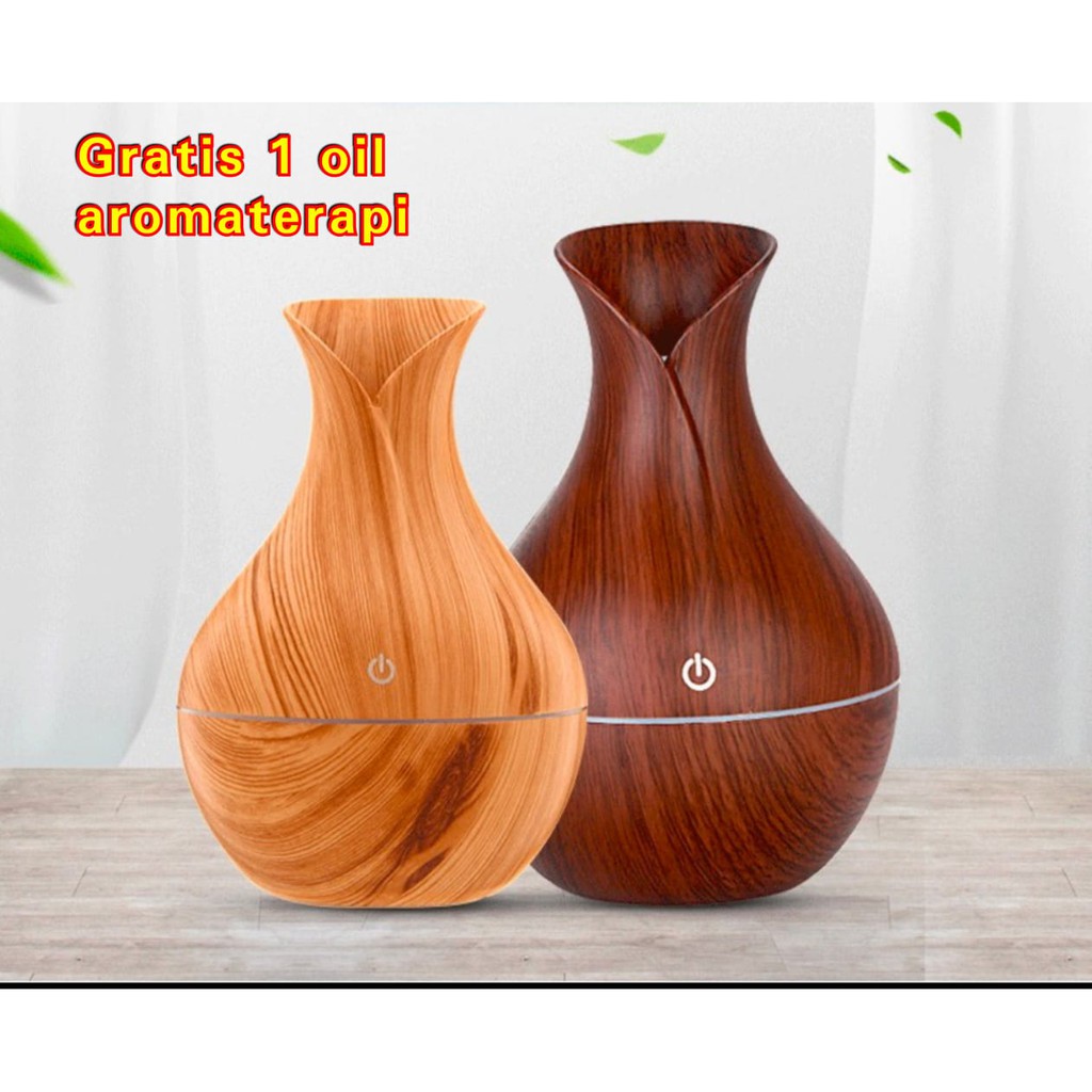 Aroma terapi / Aromatherapi / essential oil / pelembab ruangan LED Diffuser Humidifier - motif kayu