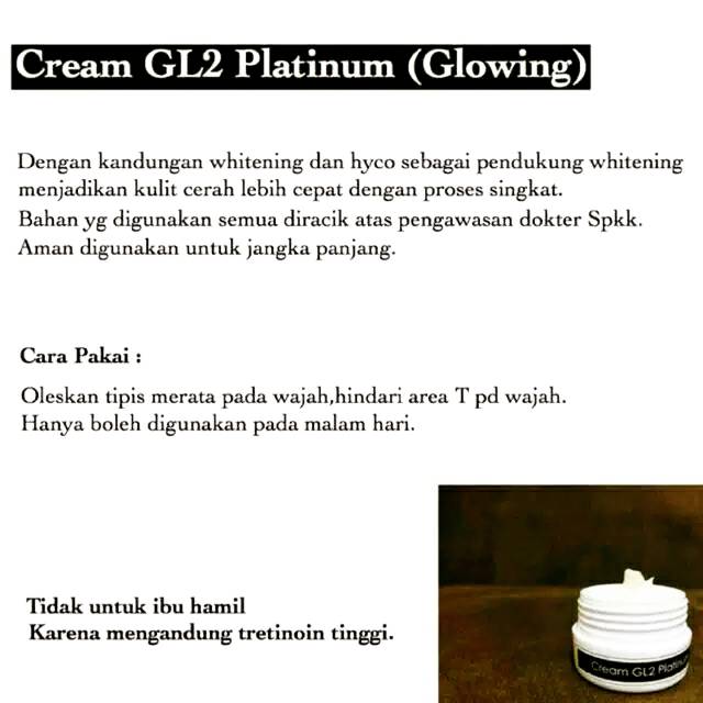 GL2 Glowing Cream Whitening Super Tinggi Wajah pemutih cepat ori bpom krim farma dokter farmasi