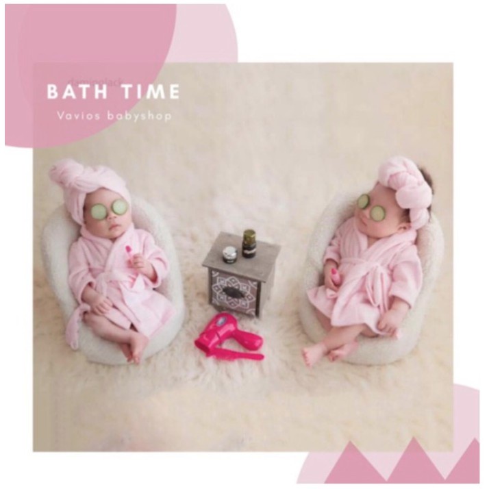 Kostum Handuk Bayi Baru Lahir Fotografi Newborn (1 Set Handuk + Jubah Mandi Bayi) untuk Foto