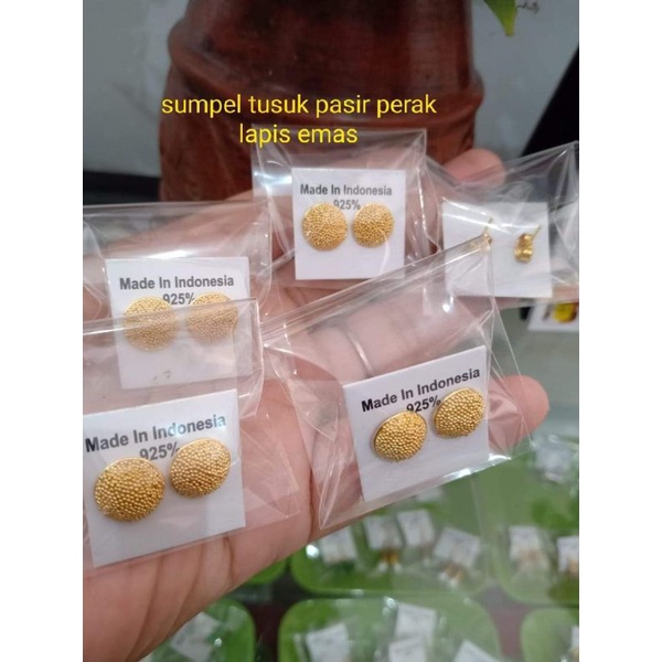 giwang tusuk perak bali lapis emas model Pasir