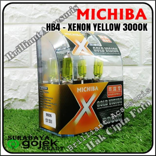 MICHIBA - Xenon Yellow Halogen - H3 / H4 / H7 / H8 / H11 / HB3 / HB4 / PS24 / H27 / 9012 HIR2