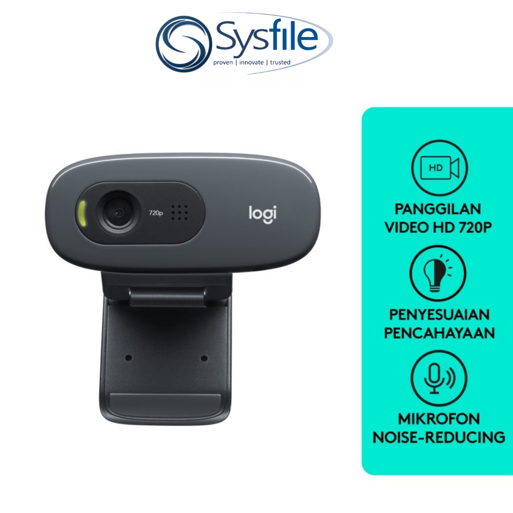 Logitech C270 Webcam HD 720p untuk Windows, Mac OS & Chrome OS 9 ( free packing )