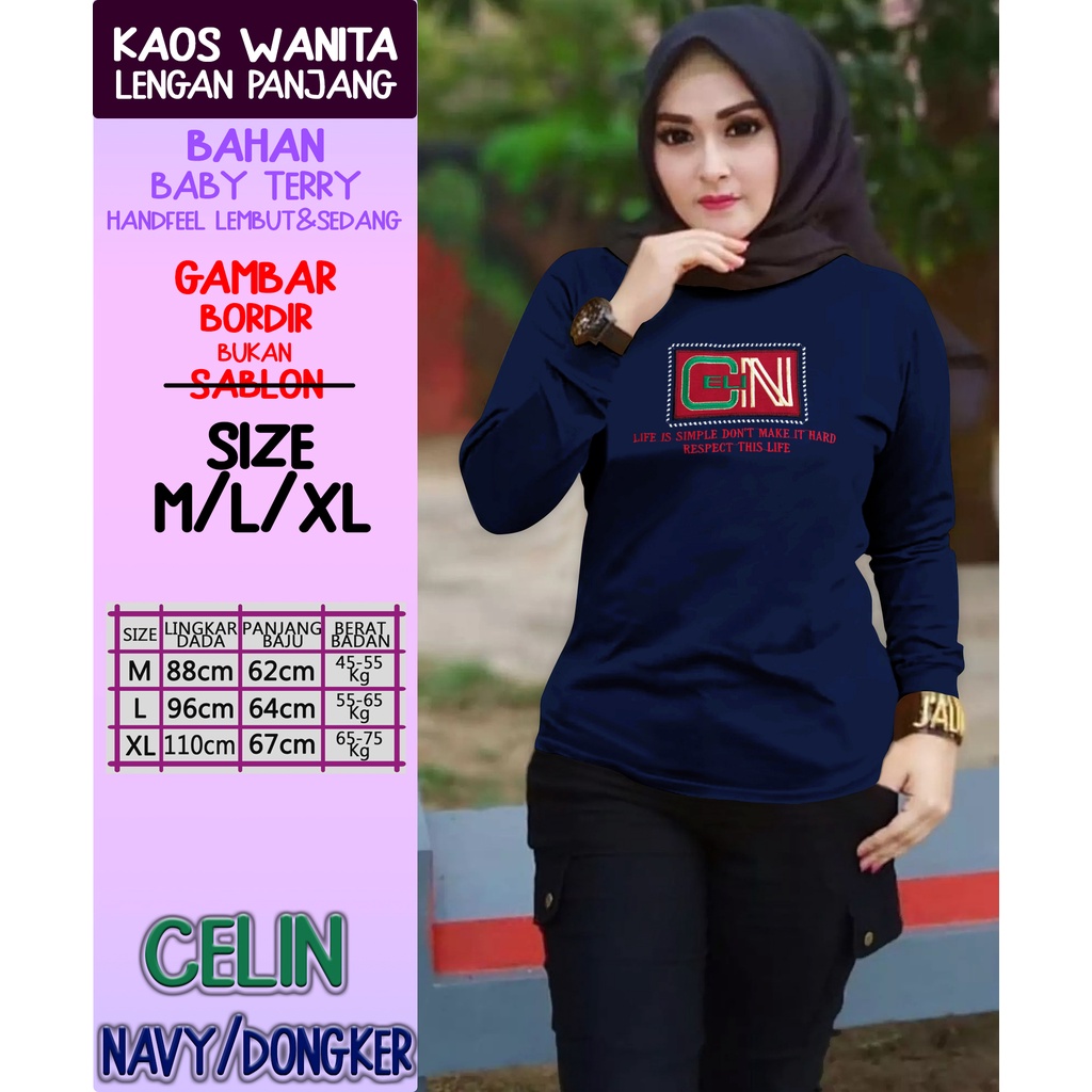 CENOA Kaos Wanita Lengan Panjang  / Kaos Sweatshirt / Atasan Wanita / Atasan Wanita Lengan Panjang-NEVI CELIN