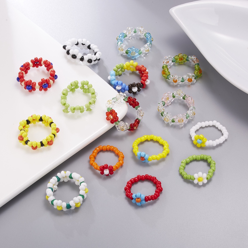 Cincin Adjustable Desain Bunga Gaya Bohemian Untuk Musim Panas
