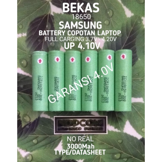 BATERAI 18650 BEKAS COPOTAN LAPTOP / BATERAI BEKAS MURAH BERKUALITAS ORIGINAL /SAMSUNG/3000Mah/TYPE/