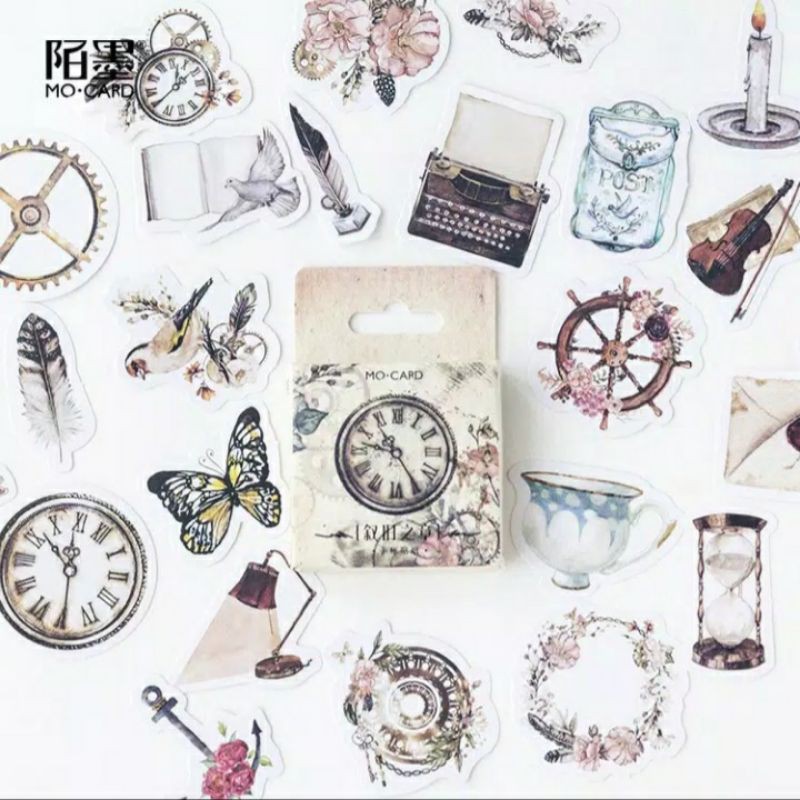 

46 pcs Sticker desain Horologe Flakes untuk dekorasi scrapbook