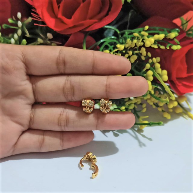 Anting wanita ring bulat polos gold