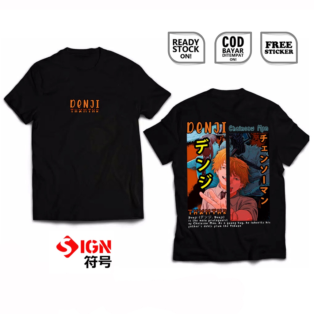 KAOS DENJI CHAINSAW MAN ANIME MANGA POCHITA DEVIL HUNTER MAKIMA AKI HAYAKAWA REZE POWER BAJU JEPANG COSPLAY JAPAN CULTURE OTAKU WIBU SIGN CLOTH