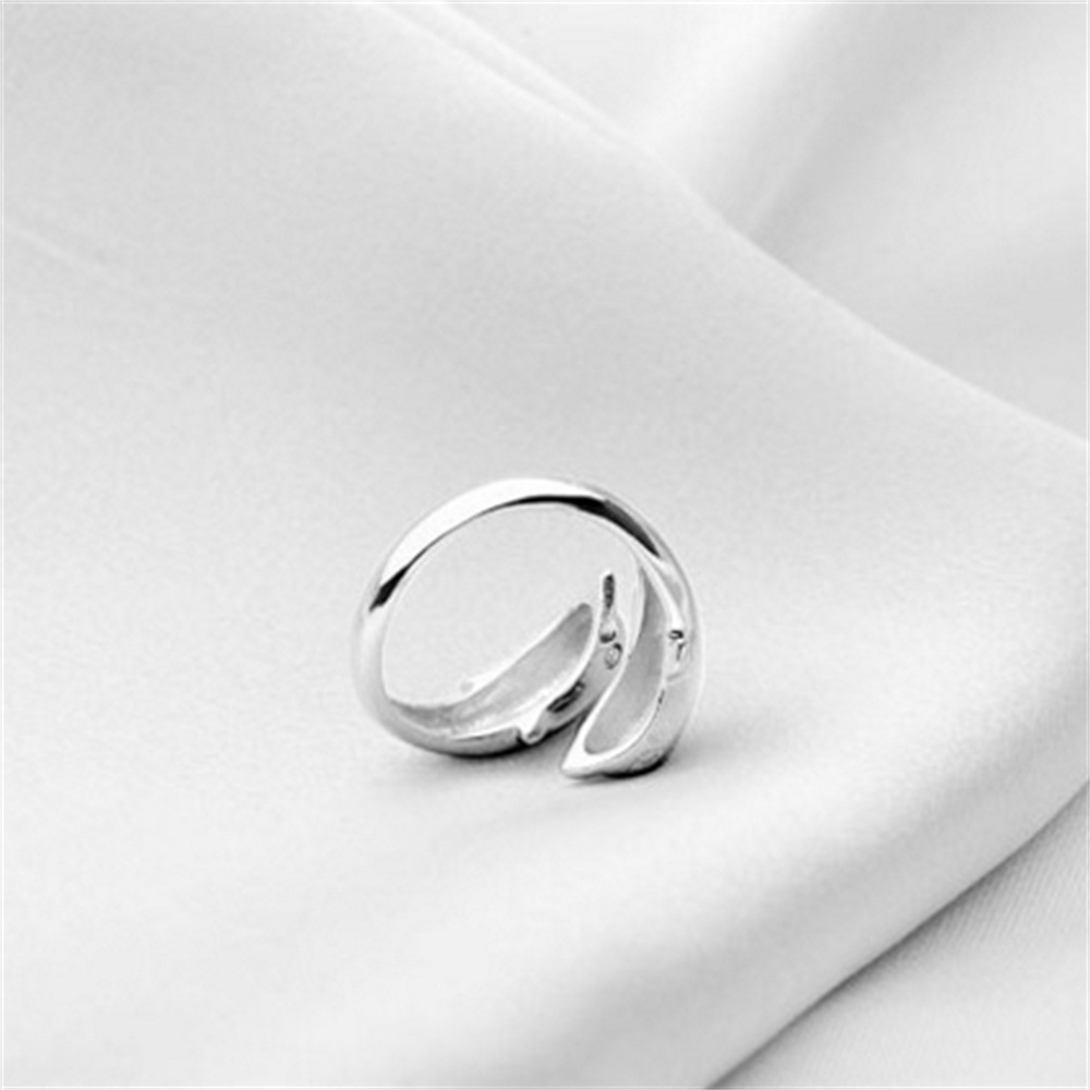 Mxbeauty Cincin Model Terbuka Adjustable Desain Lumba-Lumba Warna Silver Untuk Hadiah